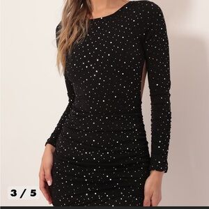 Lucy in the Sky - Twinkling Open Back Dress in Black